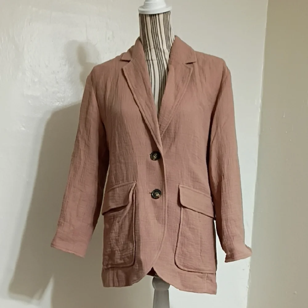 Madewell Tan Cotton Linen Larson Relaxed Fit Blazer Size XS